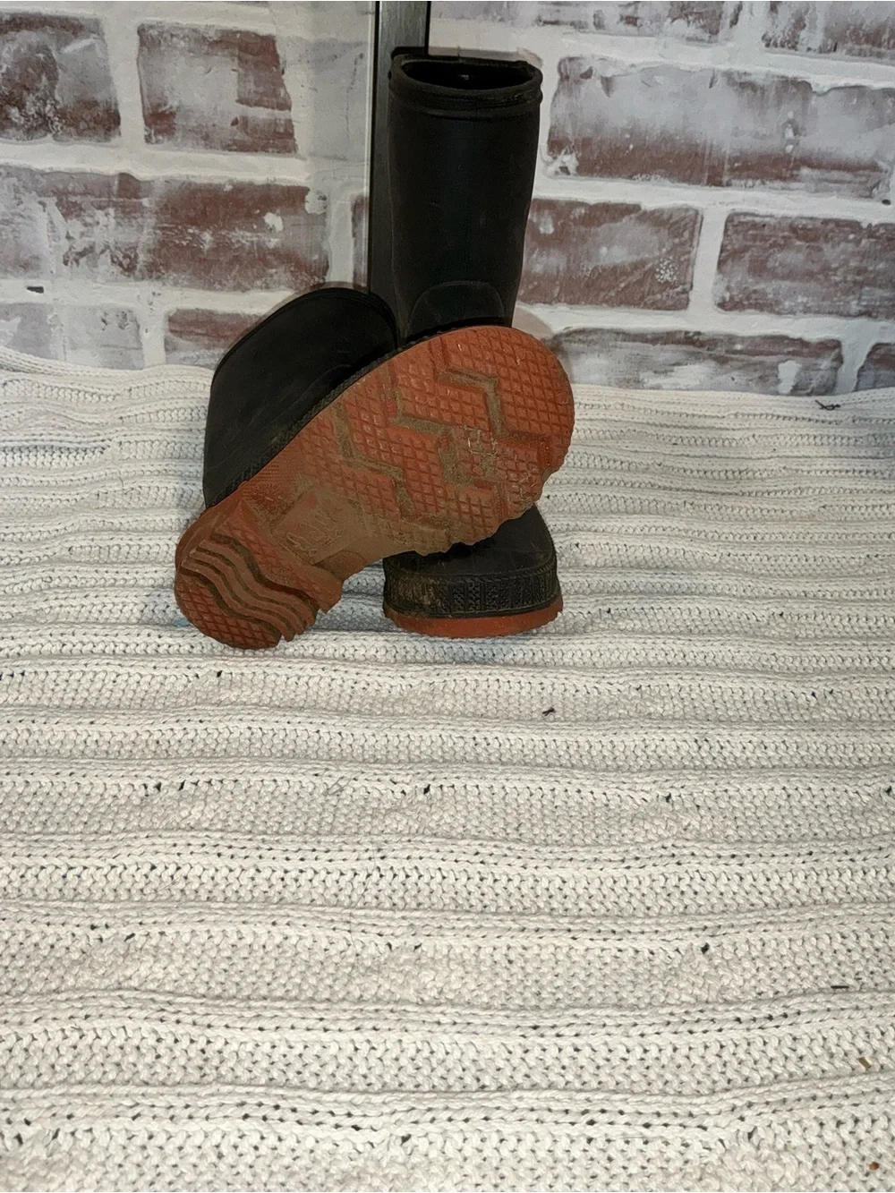 Black Rubber Winter Boots with Brown Soles infant size 5/6